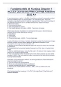 Fundamentals of Nursing Chapter 1  NCLEX Questions With Correct Answers  2023 A&plus;