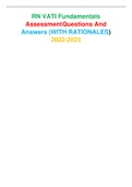 RN VATI Fundamentals Assessment Questions And Answers (WITH RATIONALES) 2022-2023