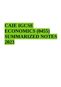 CAIE IGCSE ECONOMICS &lpar;0455&rpar; SUMMARIZED NOTES 2023