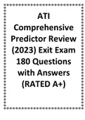 ATI Comprehensive Predictor Review (2023) Exit Exam 180 Questions with Answers (RATED A+)