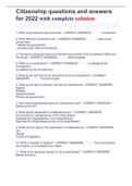 Citizenship questions and answers for 2022 with complete solution