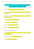 Cosmetology licensing exam questions and answers 100&percnt; correct
