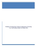 Pediatric Nursing The Critical Components of Nursing Care 2nd Edition Rudd Test Bank 2023