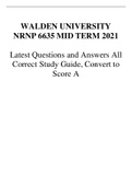 WALDEN UNIVERSITY NRNP 6635 MID TERM 2021 Latest Questions and Answers All Correct Study Guide&period;