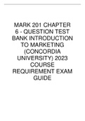 MARK 201  BANK INTRODUCTION TO MARKETING  COURSE  SAMMARY (LECTURE NOTES WITH EXTRACTED TESTBANK EXAM CHAPTERS) 2023 