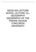GEOG 204 LECTURE NOTES, LECTURE 10+, GEOGRAPHY GEOGRAPHY OF THE PRAIRIE REGION CONCORDIA UNIVERSITY