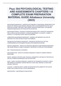 Psyc 304 PSYCHOLOGICAL TESTING AND ASSESSMENTS CHAPTERS 1-8 COMPLETE EXAM PREPARATION MATERIAL GUIDE Athabasca University (2023)