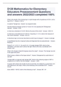 D128 Mathematics for Elementary Educators Preassessment Questions and answers 2022&sol;2023 completed 100&percnt;