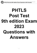 PHTLS Post test 9th edition Exam 2023 Questions with Answers