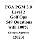 PGA PGM 3.0 Level 2 Golf Ops 549 Questions with 100% Correct Answers (2023).
