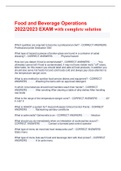 Food and Beverage Operations 2022&sol;2023 EXAM with complete solution