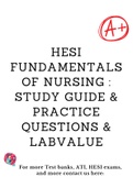 HESI Fundamentals of Nursing : Study Guide & Practice Questions & Labvalue