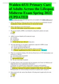 NURS 6531 Primary Care of Adults Across the Lifespan Midterm Exam Spring 2022 //UPDATED