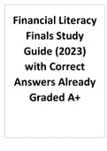 Financial Literacy Finals Study Guide &lpar;2023&rpar; with Correct Answers Already Graded A&plus;