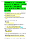 Walden 6531 Primary Care of Adults Across the Lifespan Midterm Exam Spring 2022&sol;2023 100&percnt; PERFECT SCORE 