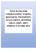 TEST BANK FOR UNDERSTANDING NURSING RESEARCH, 7TH EDITION, SUSAN GROVE, JENNIFER GRAY, ISBN: 100% PERFECT SCORE 2023