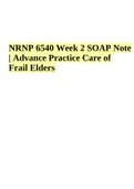 NRNP 6540 Week 2 SOAP Note | Advance Practice Care of Frail Elders.