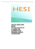 2019 HESI RN EXIT V1 ,V2,V3,V4,V 5 AND V8 COMPLETE EXAMS 2023 VERSIONS