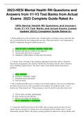 HESI Mental Health RN Questions and Answers from V1-V3 Test Banks and Actual Exams (Latest Update 2023) Complete Guide Rated A+