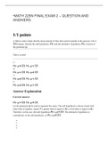 MATH 225N Statistics Week 8 Final Exam