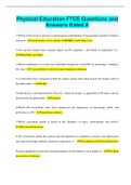 Physical Education FTCE Questions and Answers Rated A
