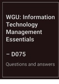 WGU: Information Technology Management Essentials  – D075|  Questions and answers| (2023)