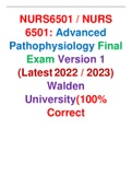 NURS6501 / NURS 6501: Advanced Pathophysiology Final Exam Version 1 (Latest 2022 / 2023) Walden University(100% Correct