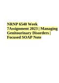 NRNP 6540 Week 7 Assignment 2023 | Managing Genitourinary Disorders | Focused SOAP Note