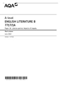 AQA A Level 2022 English Literature B Paper 1A Mark Scheme