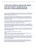 IT Security: Defense against the digital dark arts. Week1: Understanding Security Threats 2022(Answered)