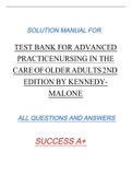 TEST BANK FOR ADVANCED PRACTICE NURSING IN THE CARE OF OLDER ADULTS 2ND EDITION 