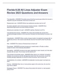Florida 6-20 All Lines Adjuster Exam Review 2023 Questions and Answers