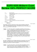         NURS 6550 Midterm Exam Review 100% PERFECT SCORE  