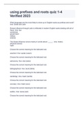 using prefixes and roots quiz 1-4 Verified 2023