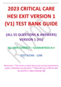 2023 Critical Care Hesi Exit Exam (V1) Test Bank Guide (ALL 55 Q&A) 100% Correct - Guaranteed A++  (Next Gen Format)