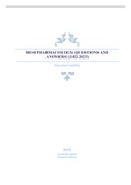 HESI PHARMACOLOGY &lpar;QUESTIONS AND ANSWERS&rpar; &lpar;2022-2023&rpar;