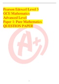 Pearson Edexcel Level 3 GCE Mathematics Advanced Level Paper 1: Pure Mathematics QUESTION PAPER