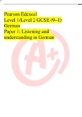 Pearson Edexcel Level 1/Level 2 GCSE (9–1) German Paper 1: Listening and understanding in German