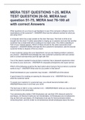 MERA TEST QUESTIONS 1-25&comma; MERA TEST QUESTION 26-50&comma; MERA test question 51-75&comma; MERA test 76-100 all with correct Answers