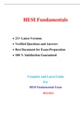 HESI Fundamentals 200+ Latest Versions Verified Questions and Answers Best Document for Exam Preparation 100 % Satisfaction Guaranteed Complete and Latest Guide For HESI Fundamentals Exam 2022/2023 