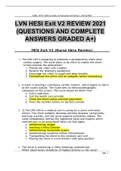 LVN HESI Exit V2 REVIEW 2021 (QUESTIONS AND COMPLETE ANSWERS GRADED A+)