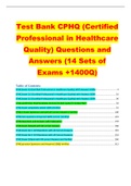 Test Bank CPHQ (Certified Professional in Healthcare Quality) Questions and Answers (14 Sets of Exams +1400Q)