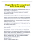 Chapter 10 and 11 Community and  Public Health Nursing