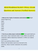 HESI PHARMACOLOGY FINAL EXAM Questions and Answers (2022/2023)(Verified Answers)