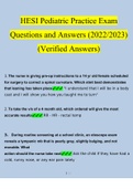 HESI Pediatric Practice Exam Questions and Answers (2022/2023) (Verified Answers)
