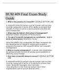 BUSI 409 Final Exam Study Guide with complete solution