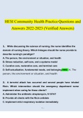 HESI Community Health Practice Questions and Answers 2022-2023 (Verified Answers)