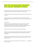 New York Insurance Exam&comma; Questions with answers&period; 2022&sol;2023&period; Graded A