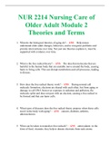 NUR 2214 Nursing Care of Older Adult Module 2 Theories and Terms