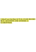 Critical Care Exit HESI ACTUAL EXAM 2022&sol;2023 REAL QUESTIONS AND ANSWERS A&plus; GUARANTEED&period;
